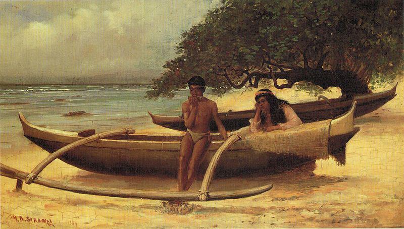 Hawaiian Canoe, Waikiki,, unknow artist